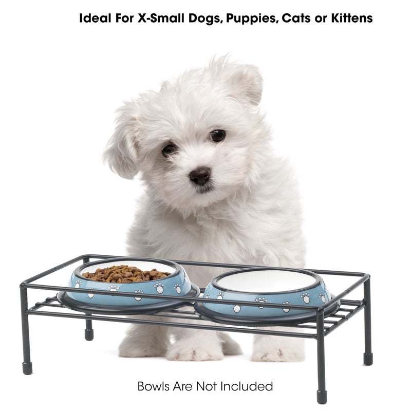 PetRageous 81030 Gizmo's Set The Table Steel Frame Dog Feeder, 3-Inch Tall Dining Table by 13-Inch Long and 5.75-Inch Wide, Holds Two 5.5-Inch Diameter Bowls, for Small and Medium Dogs and Cats, Black - Image 3